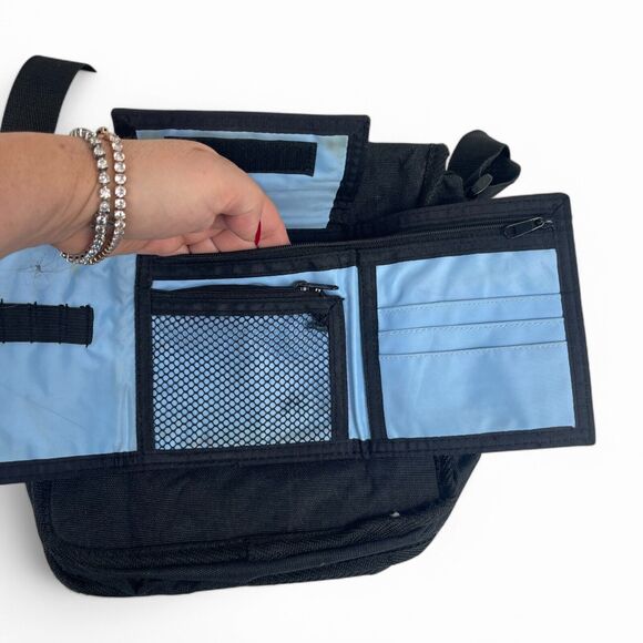 VTG 90s Y2K Mudd Black Messenger Bag Crossbody Canvas Pockets School Goth Defect - Picture 10 of 14